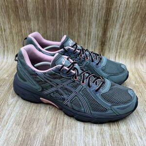 ASICS Gel-Venture 6 Women's 10 Green Pink Trail Running Shoes Sneakers T7G6N